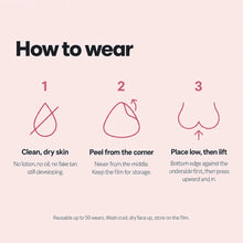 How to wear The Sculpt: clean dry skin, peel from the corner, place low then lift
